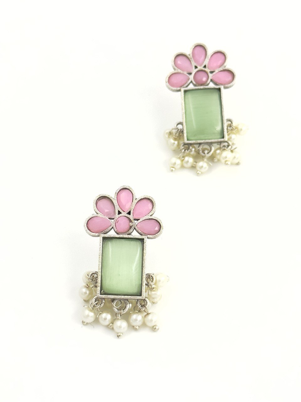 Multicolour oxidized German silver   studs