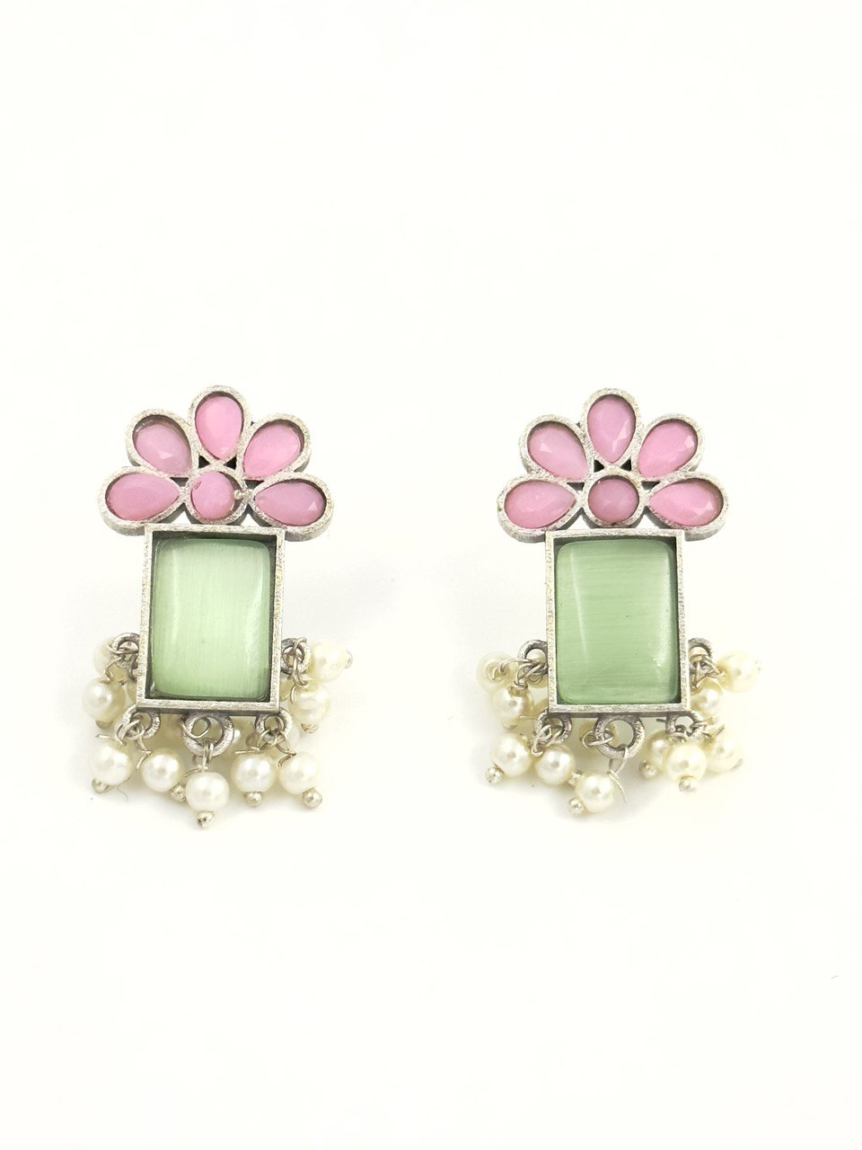 Multicolour oxidized German silver   studs