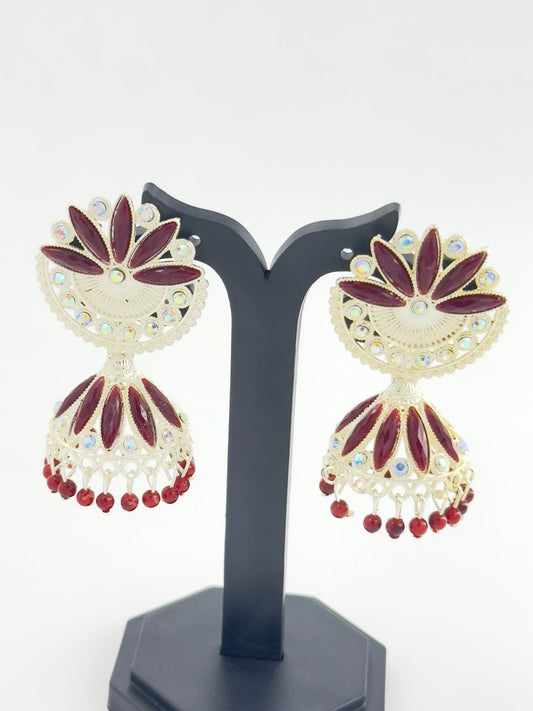 Brown  Meenakari Jhumkis