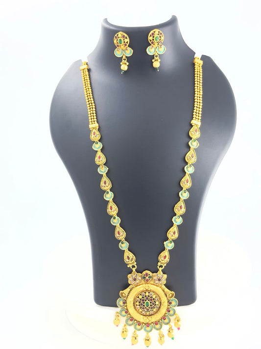 Multicolour gold plated jewellery set