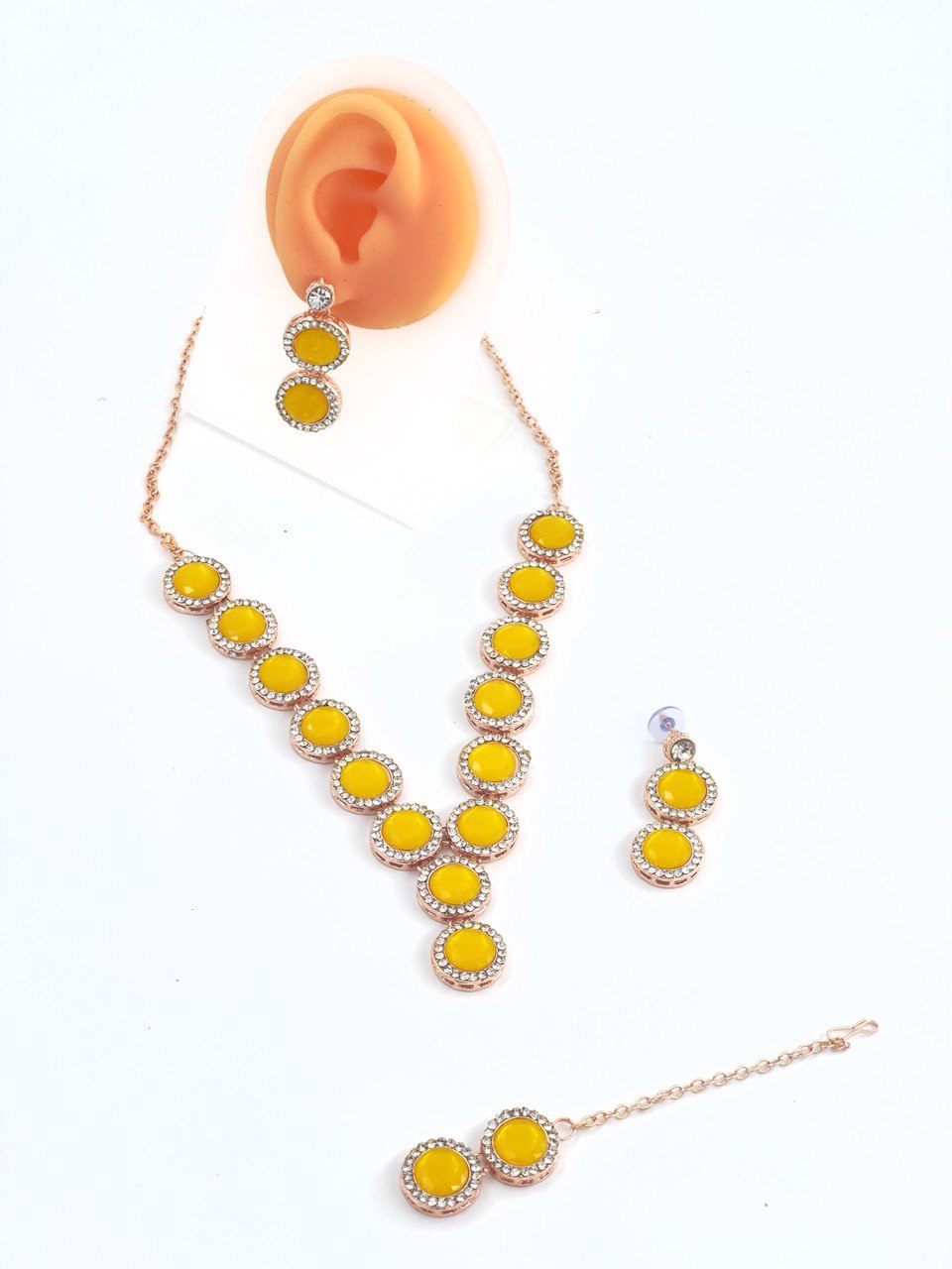 Yellow kundan   Necklace  set