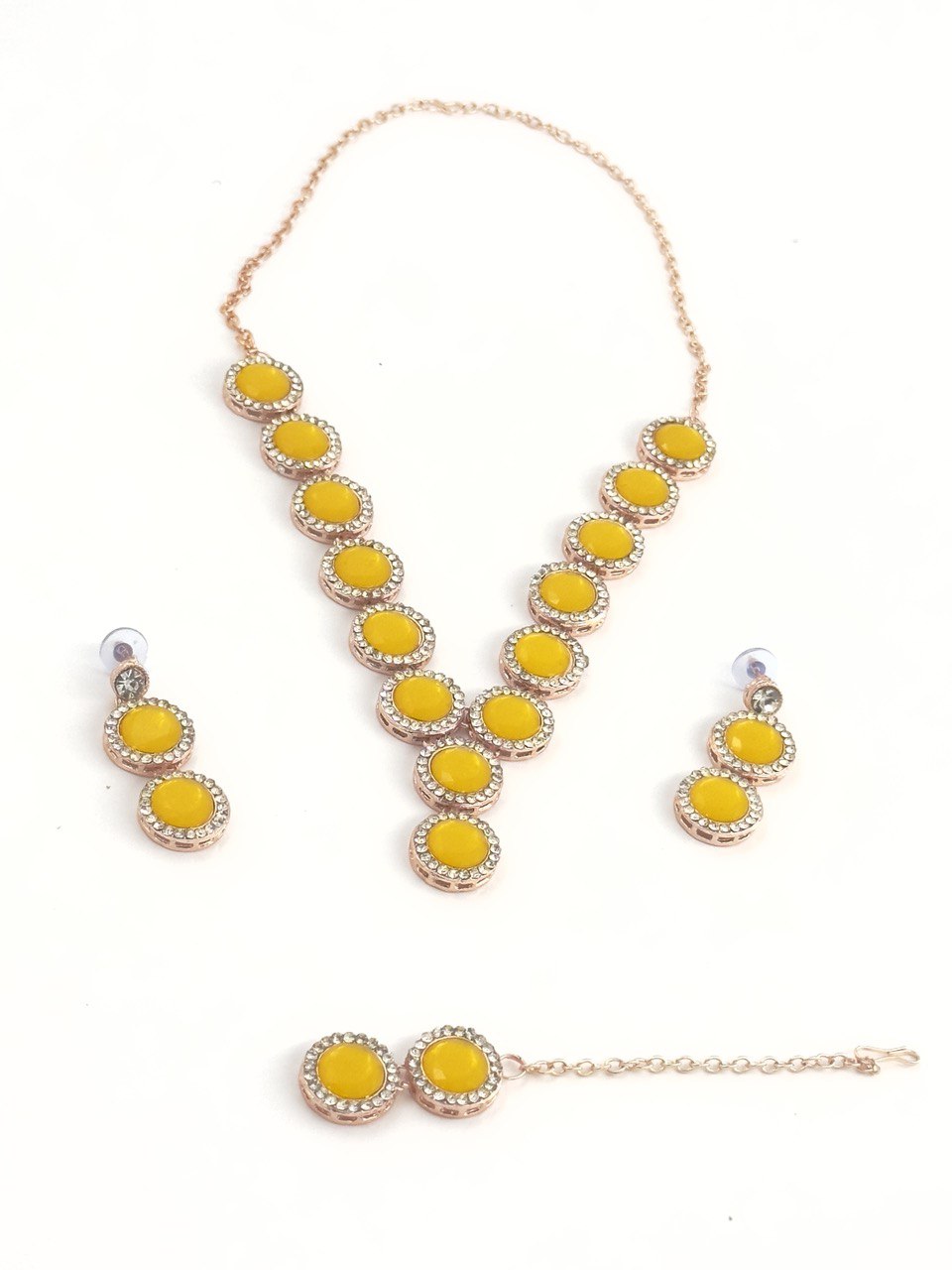 Yellow kundan   Necklace  set