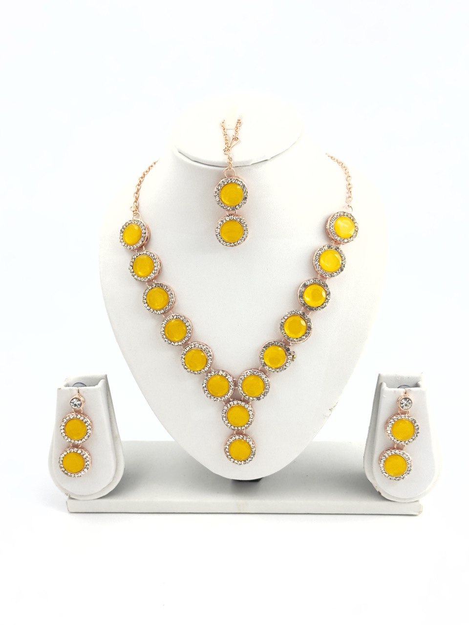 Yellow kundan   Necklace  set