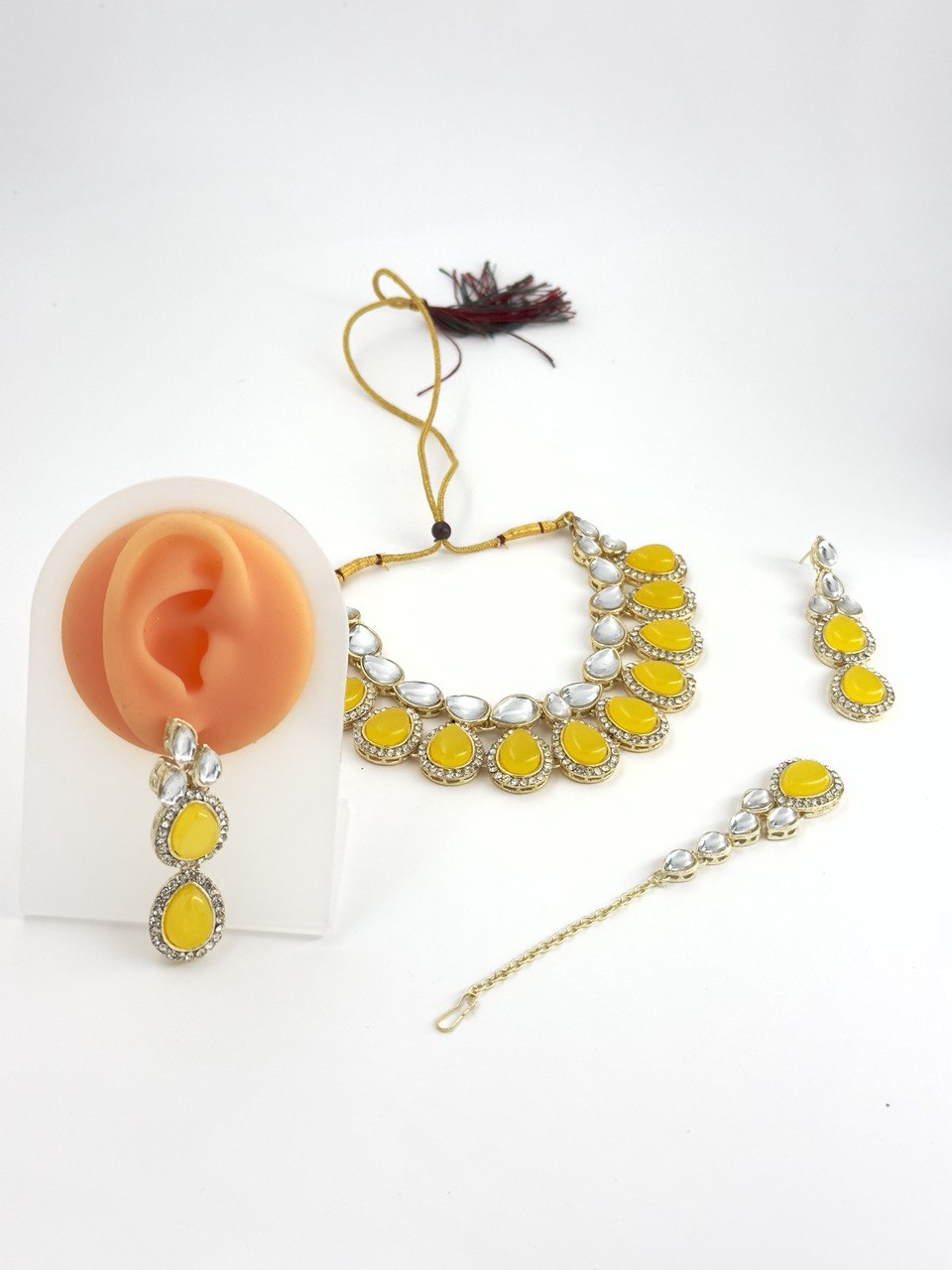 Yellow kundan   Necklace  set