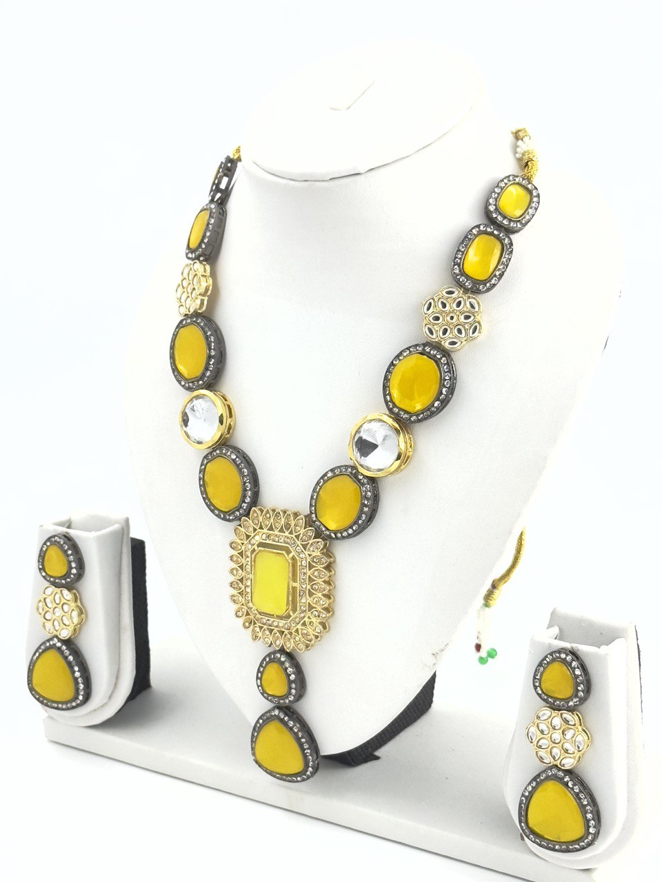 Yellow kundan   Necklace  set