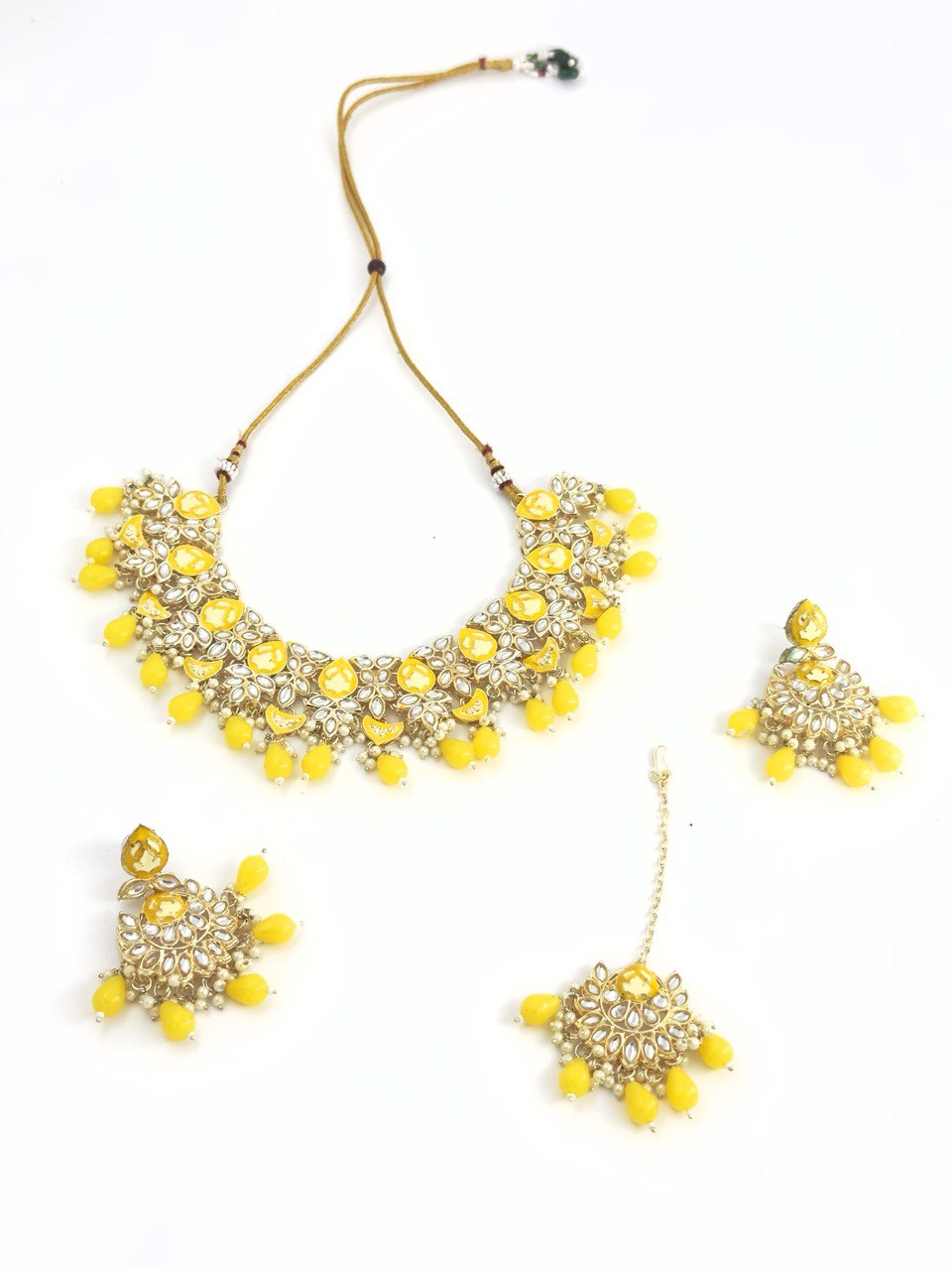 Yellow meenakari Necklace  set