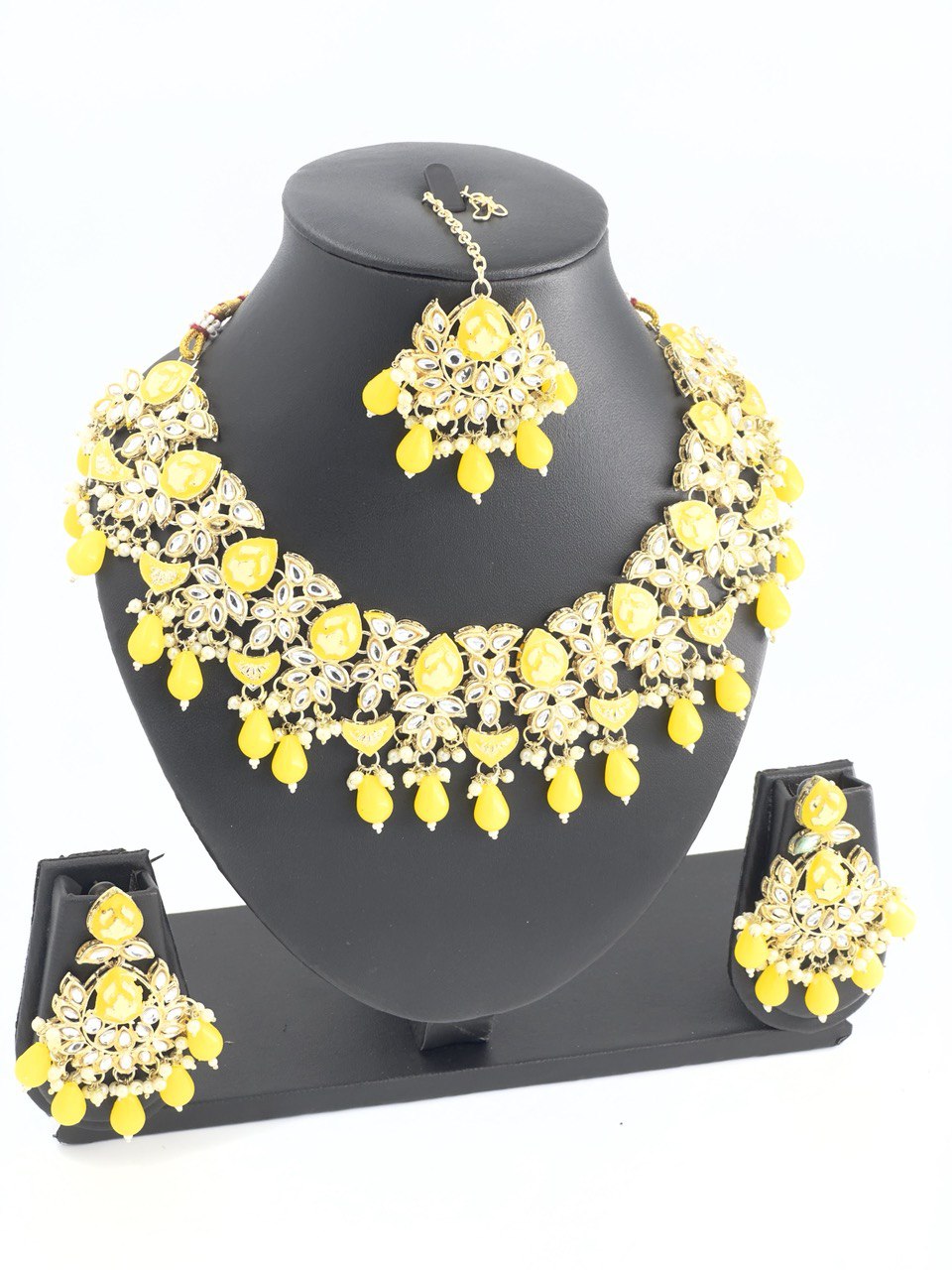 Yellow meenakari Necklace  set