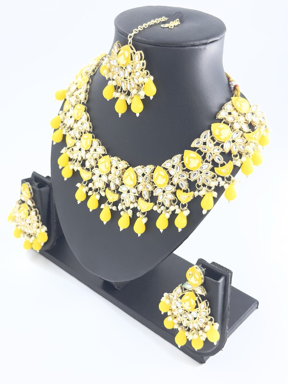 Yellow meenakari Necklace  set