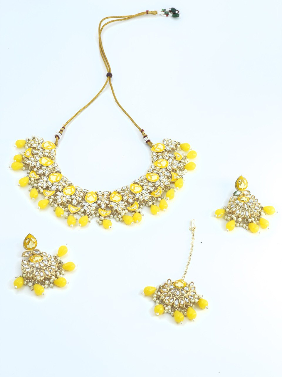 Yellow meenakari Necklace  set