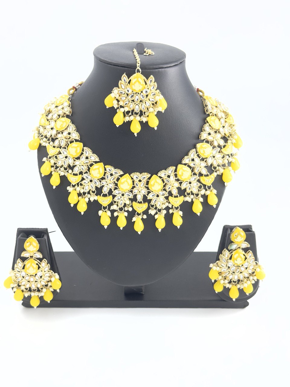 Yellow meenakari Necklace  set