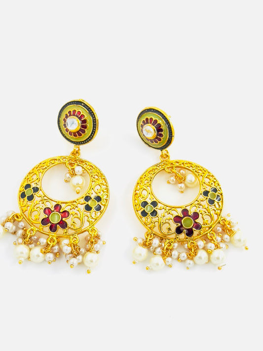 Multicolour Meenakari Chandbali