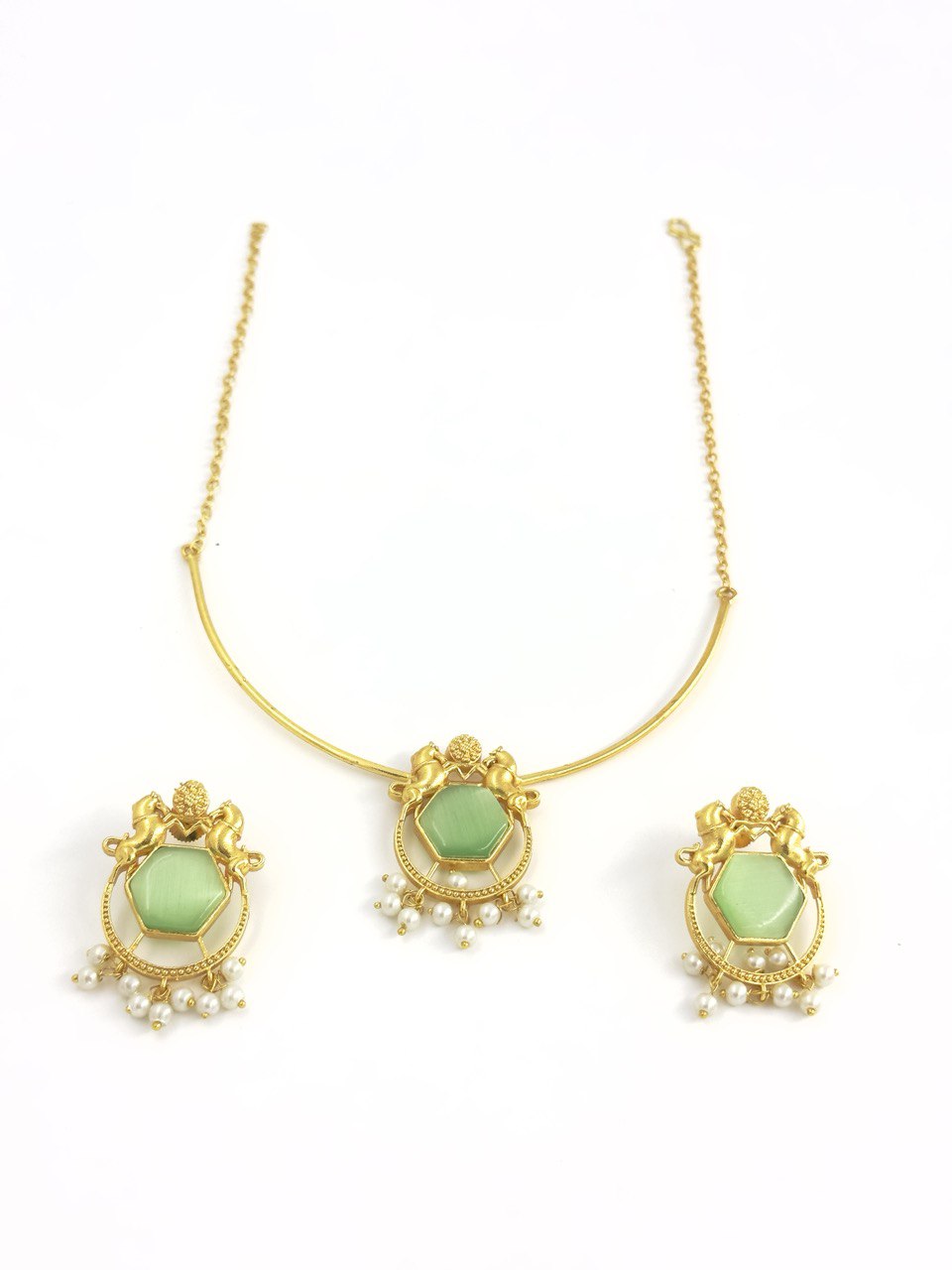 Green gold plated  necklace  set