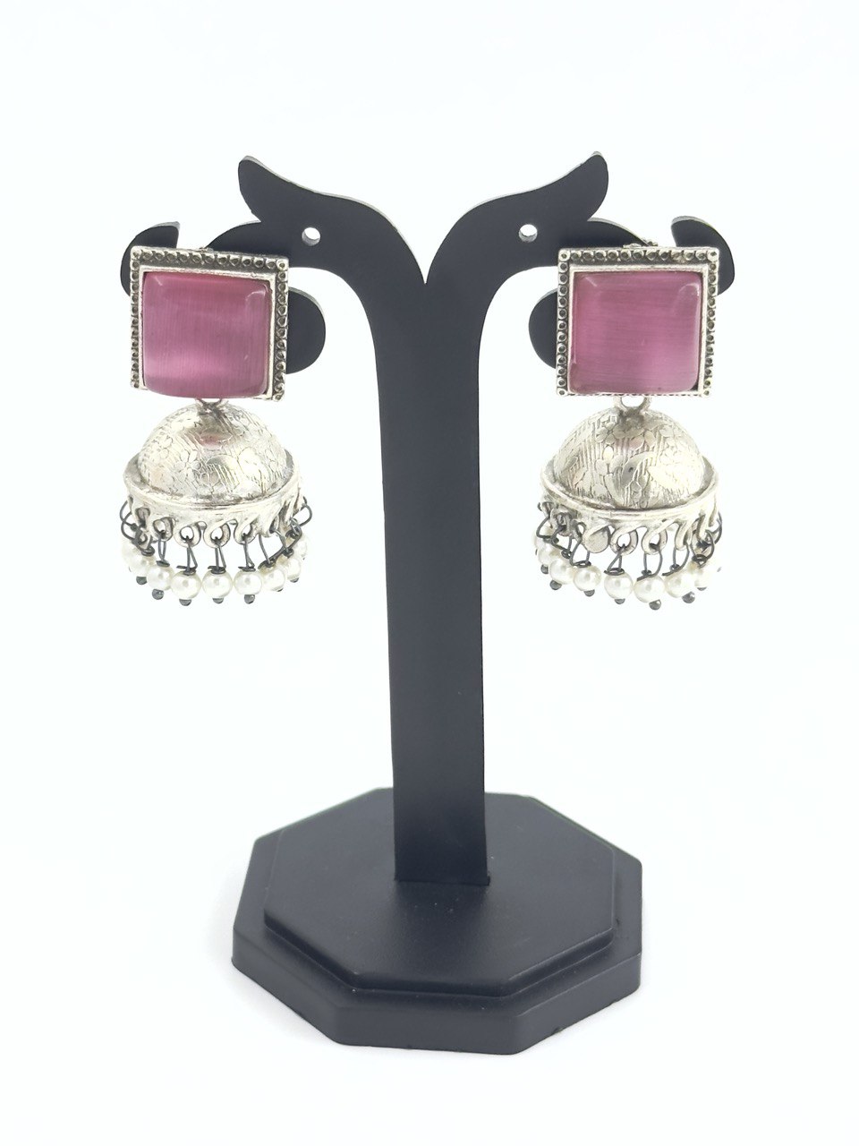 Pink  Antique  Jhumkis