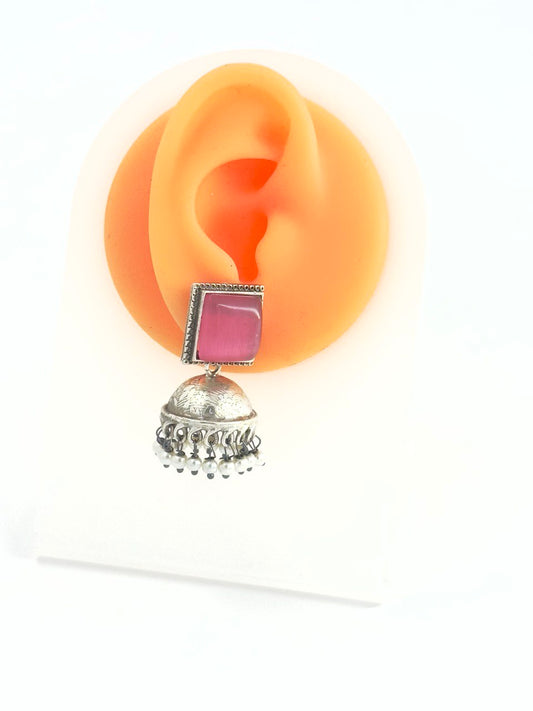 Pink  Antique  Jhumkis