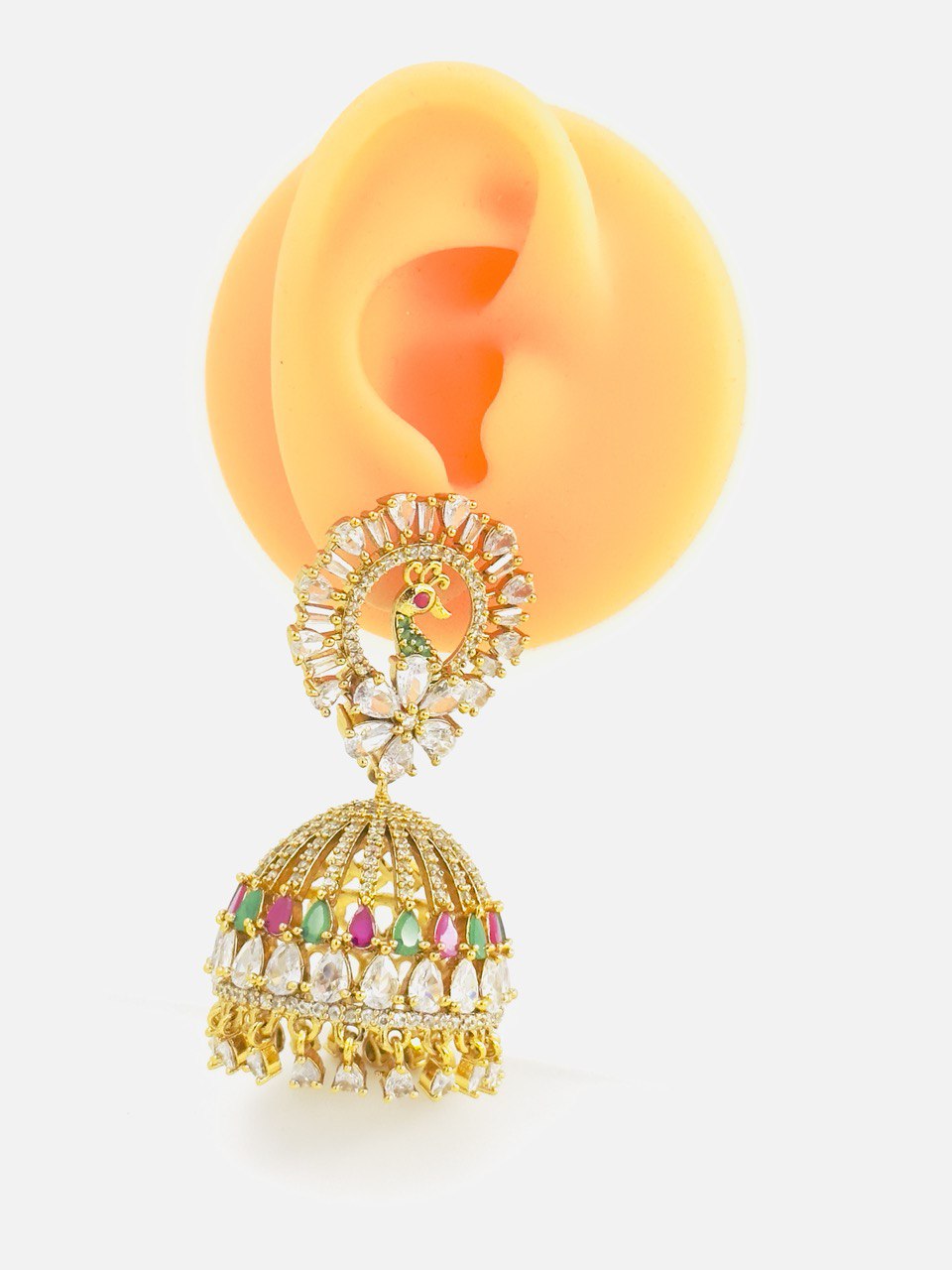 Multicolour temple jhumkis
