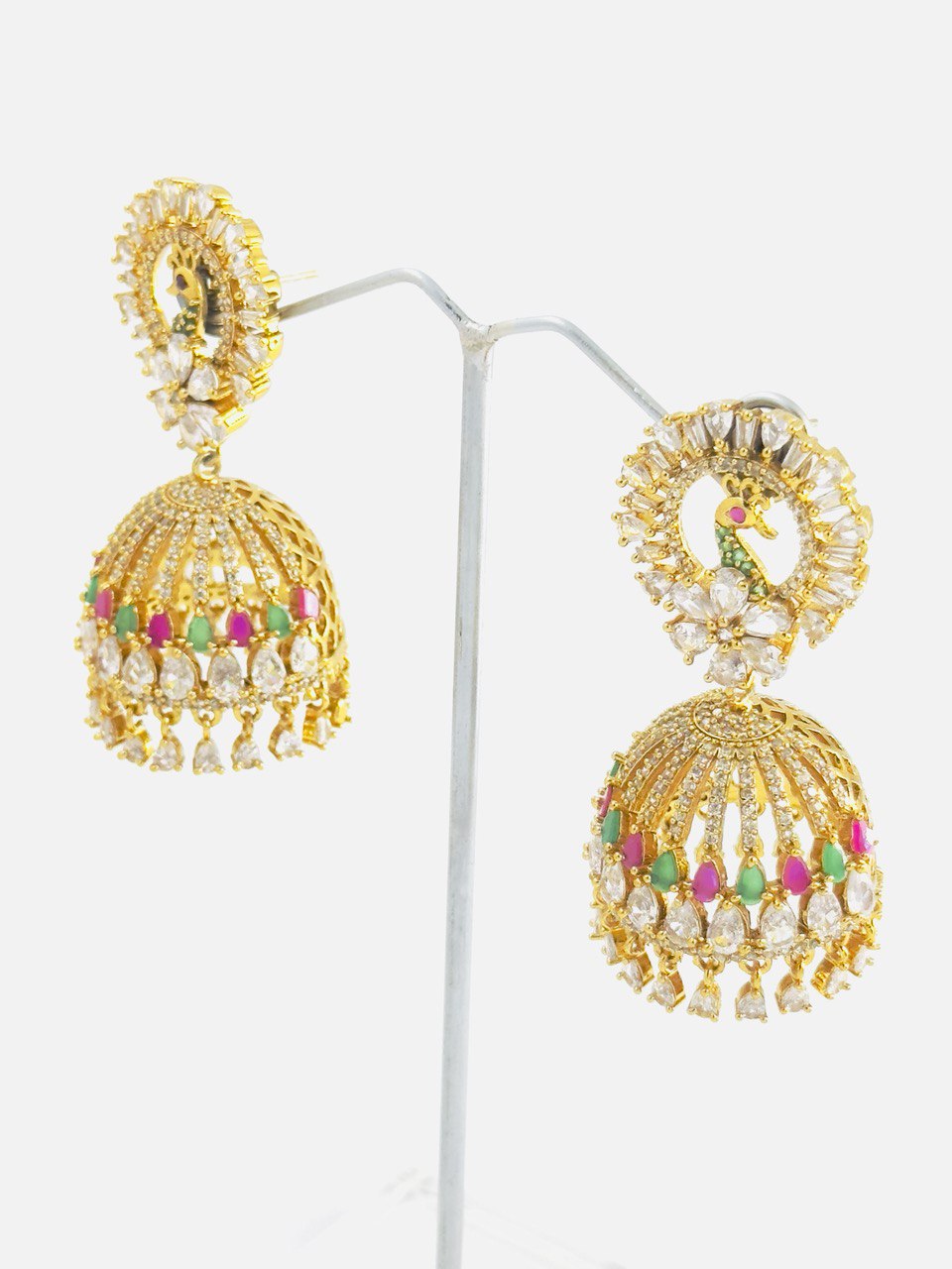 Multicolour temple jhumkis