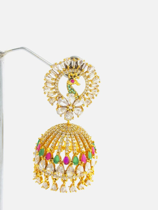 Multicolour temple jhumkis