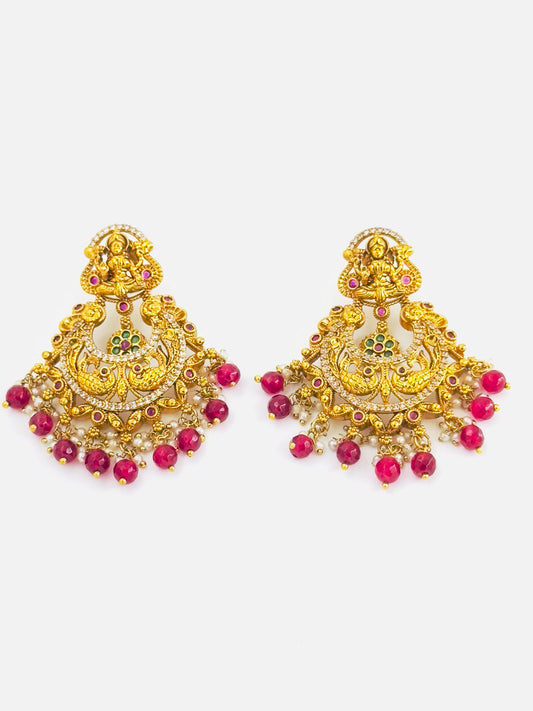 Ruby  temple chandbali earrings