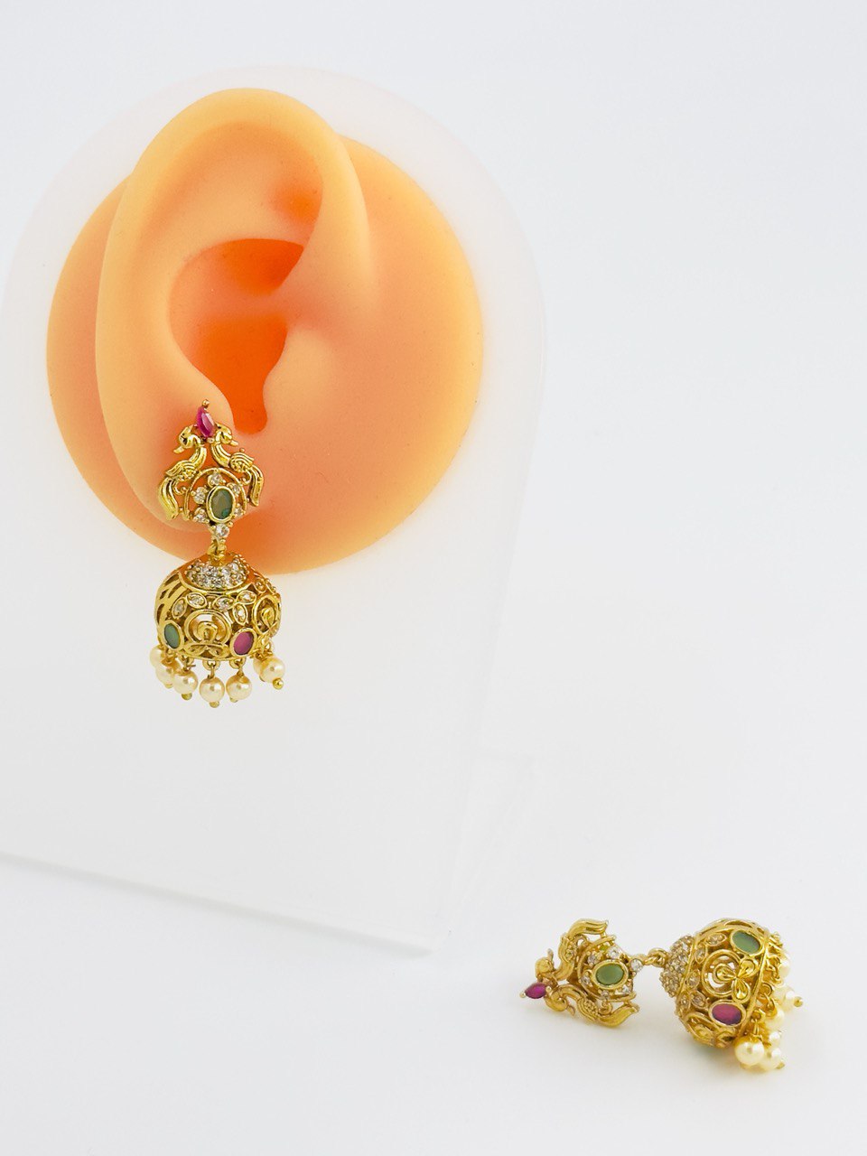 Multicolour gold plated jhumki