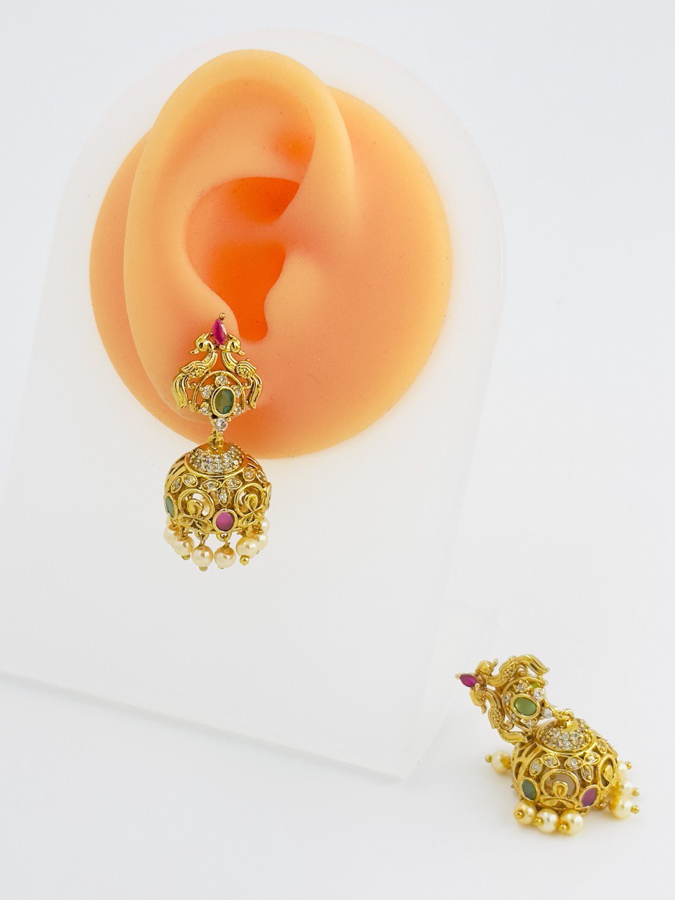 Multicolour gold plated jhumki