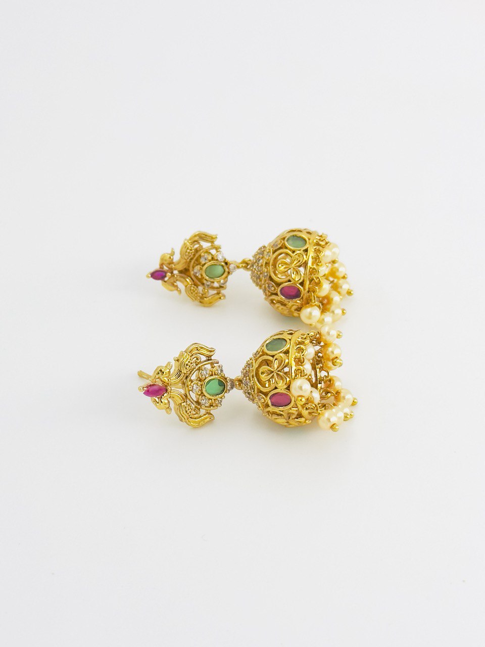 Multicolour gold plated jhumki