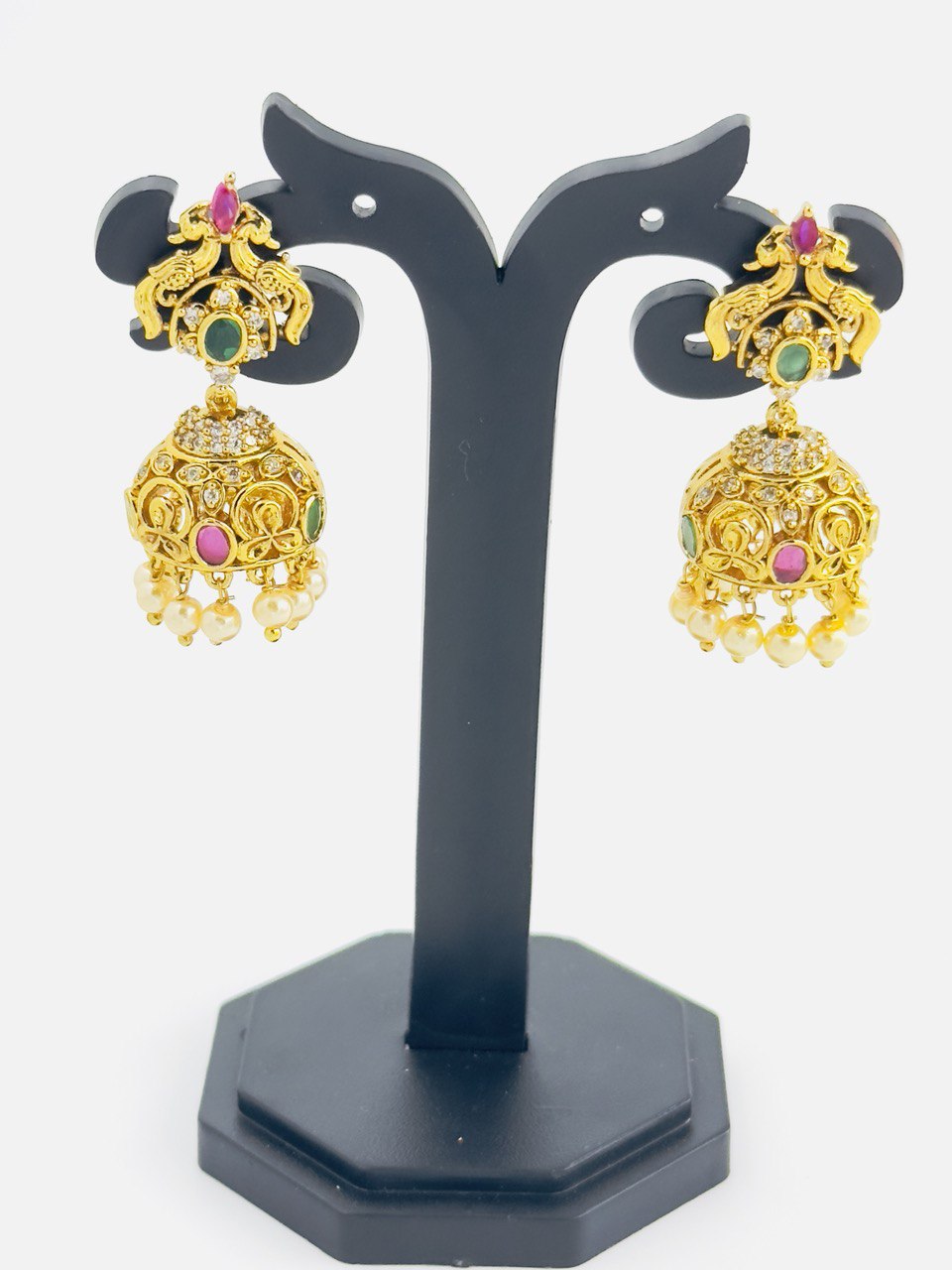 Multicolour gold plated jhumki