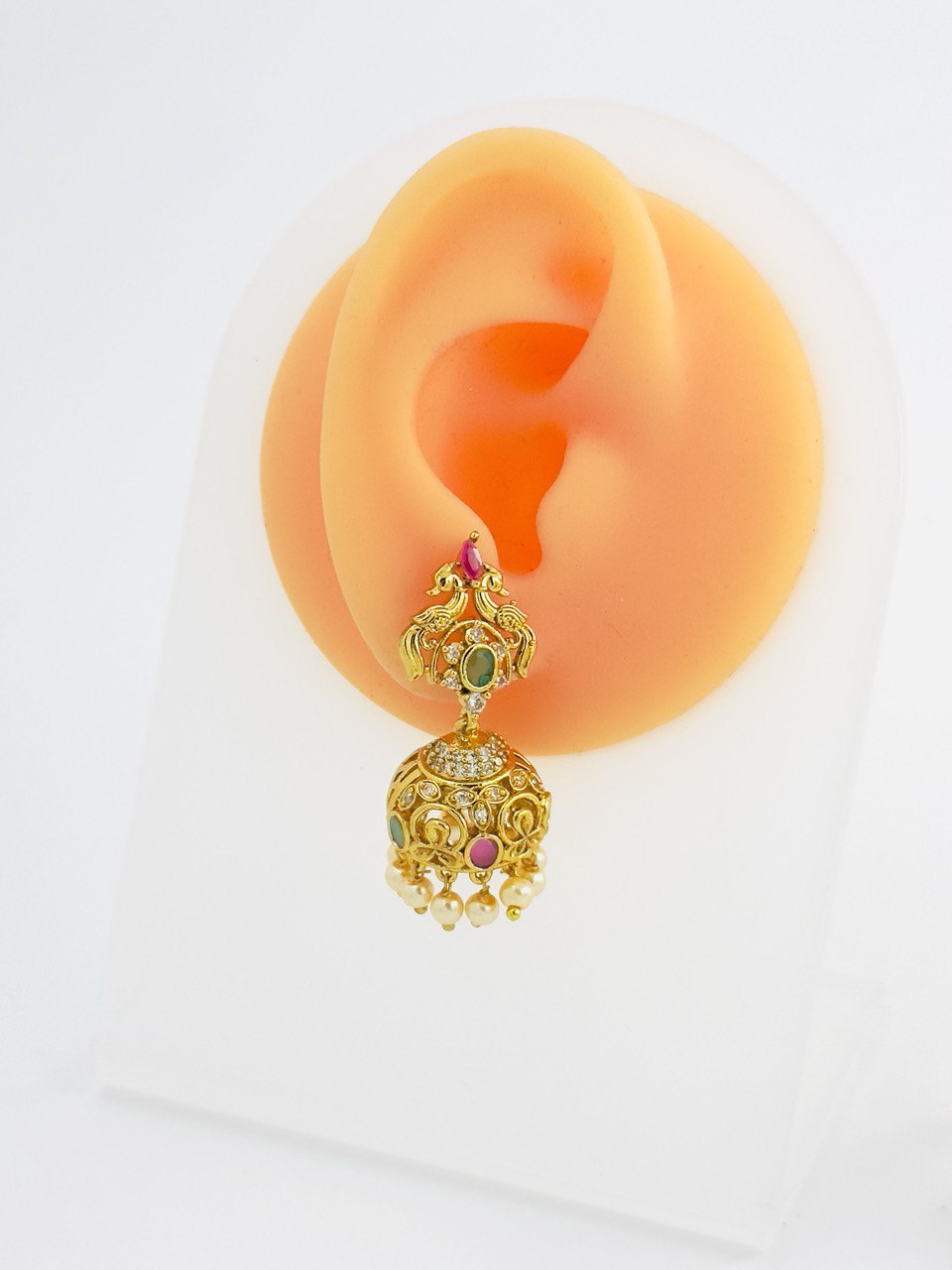 Multicolour gold plated jhumki