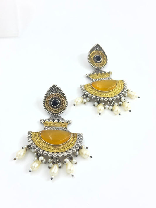 Yellow Antique Chandbali
