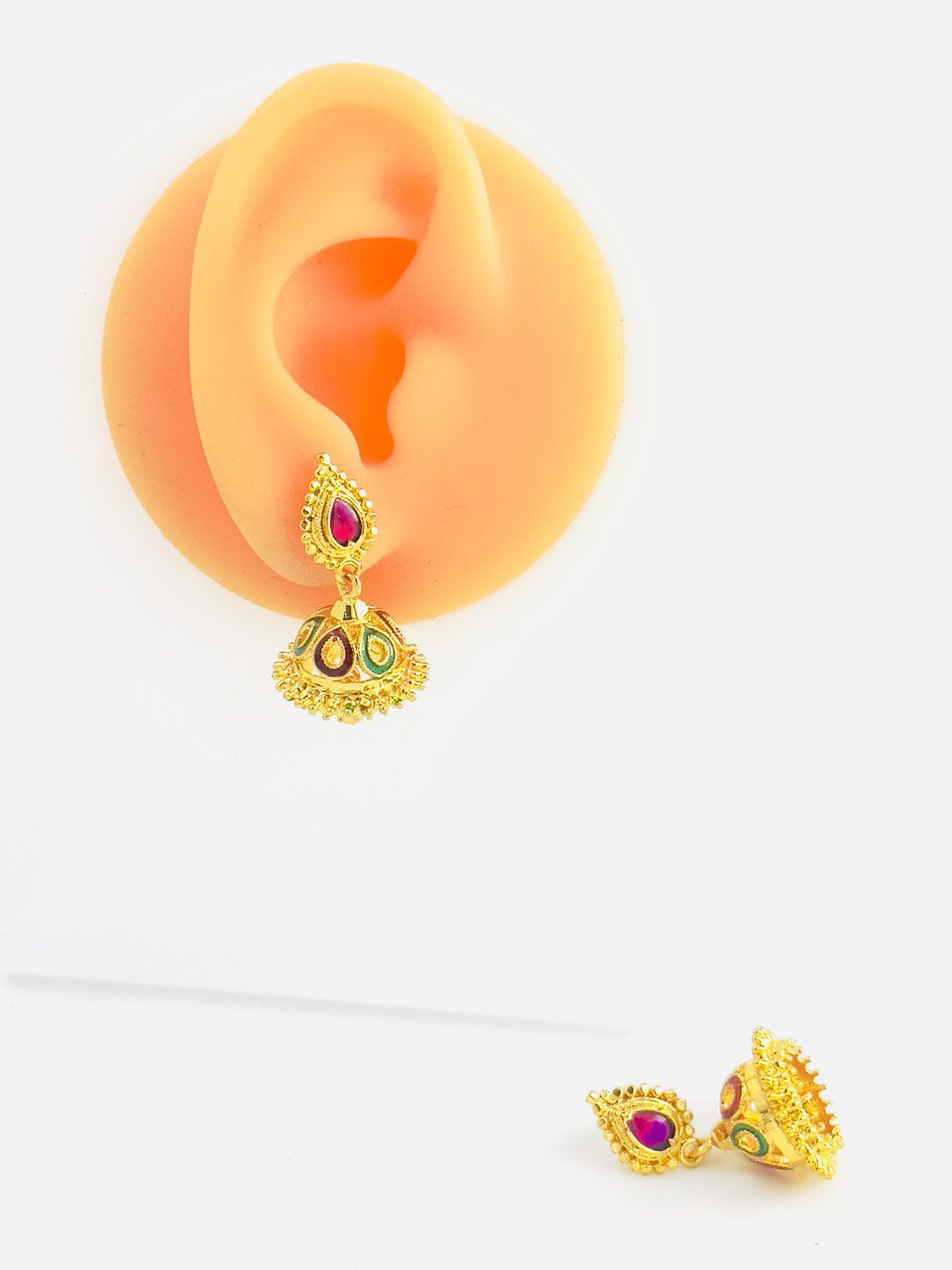 Multicolour gold plated Jhumkis