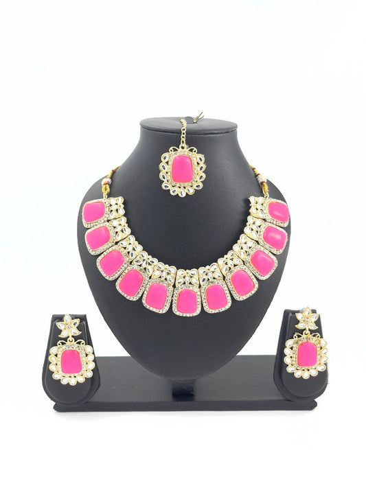 Pink kundan   Necklace  set