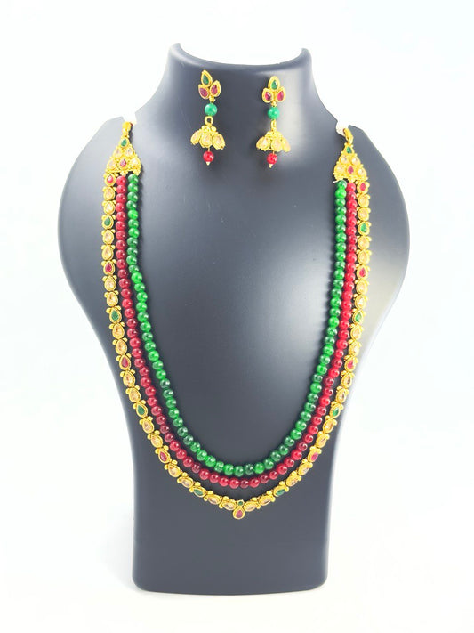 Multicolour gold plated jewellery set