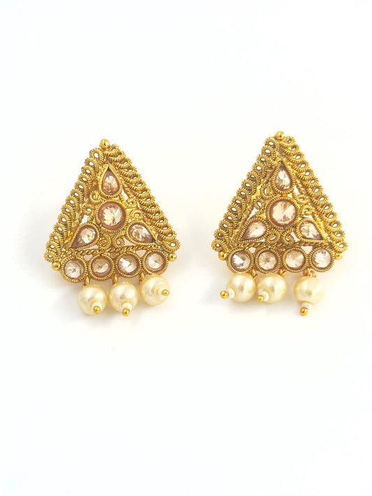Pearl gold plated studs
