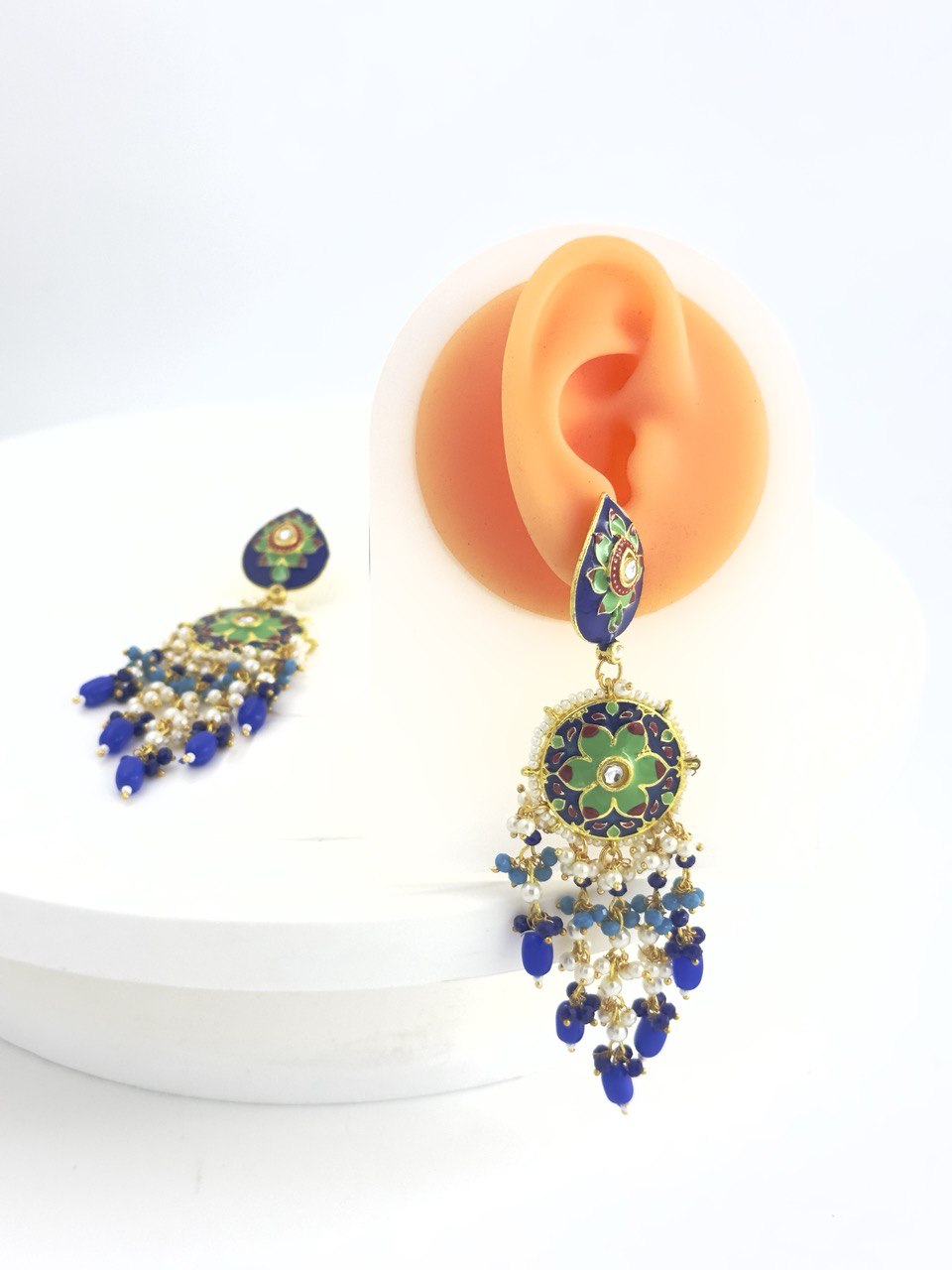Blue Meenakari dangler
