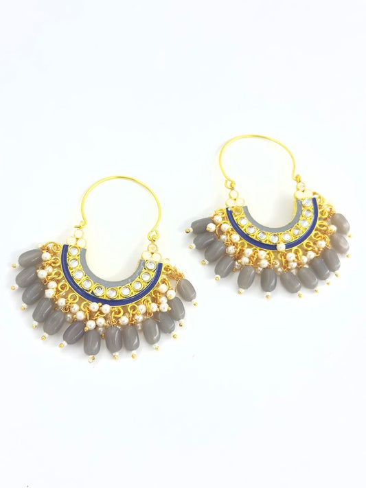 Grey chandbali earrings