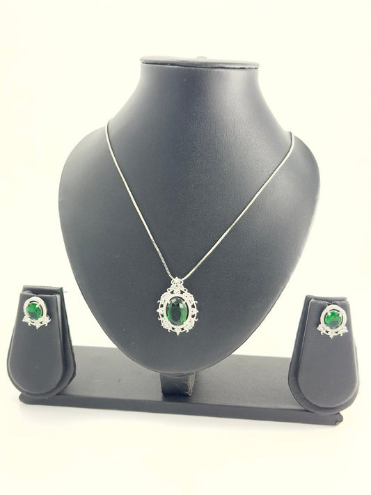 Green  American Diamond Necklace  set