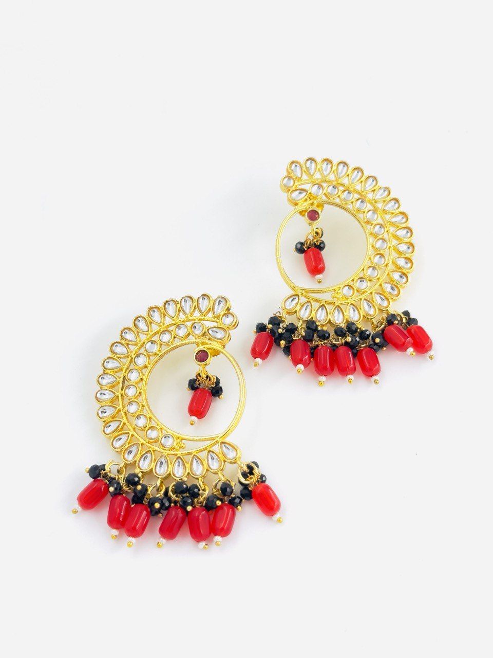 Red Kundan Studs