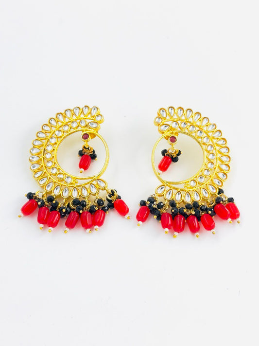 Red Kundan Studs