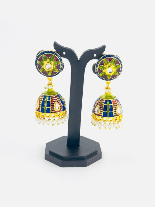 Multicolour  Meenakari Jhumkis