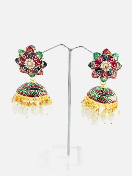 Multicolour  Meenakari Jhumkis