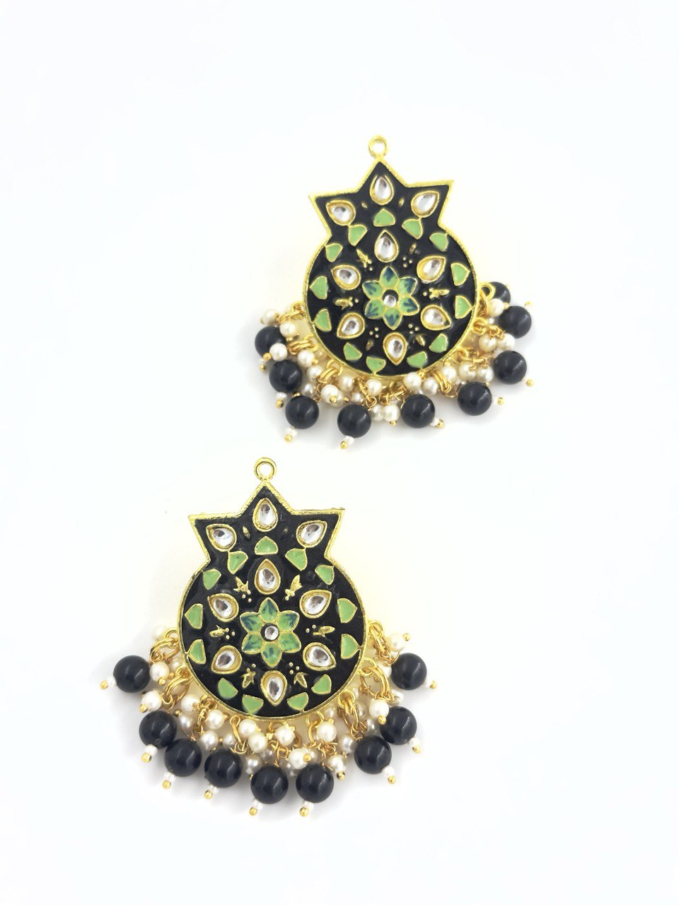 Black Meenakari dangler with maang tikka