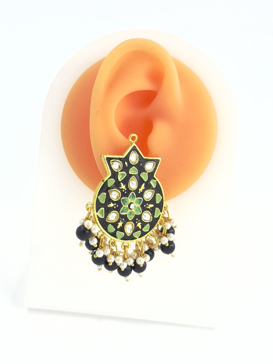 Black Meenakari dangler with maang tikka