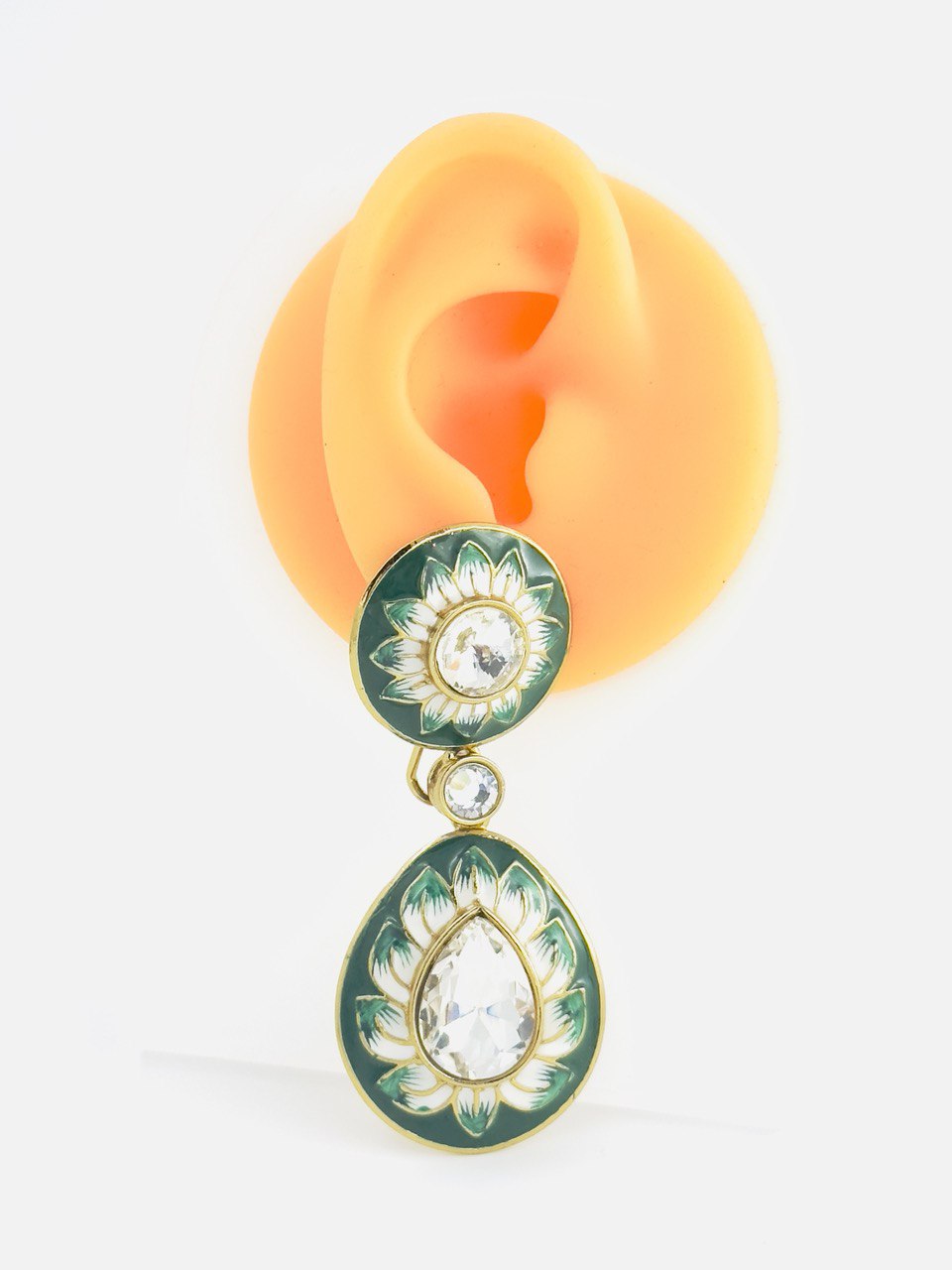 Green Meenakari dangler