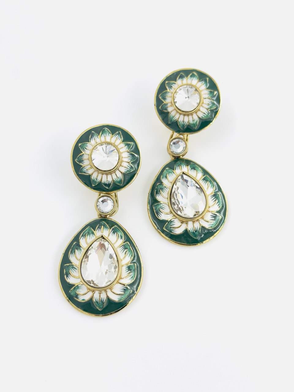 Green Meenakari dangler