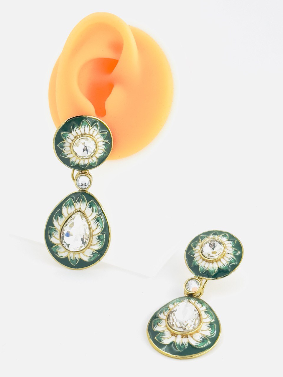 Green Meenakari dangler