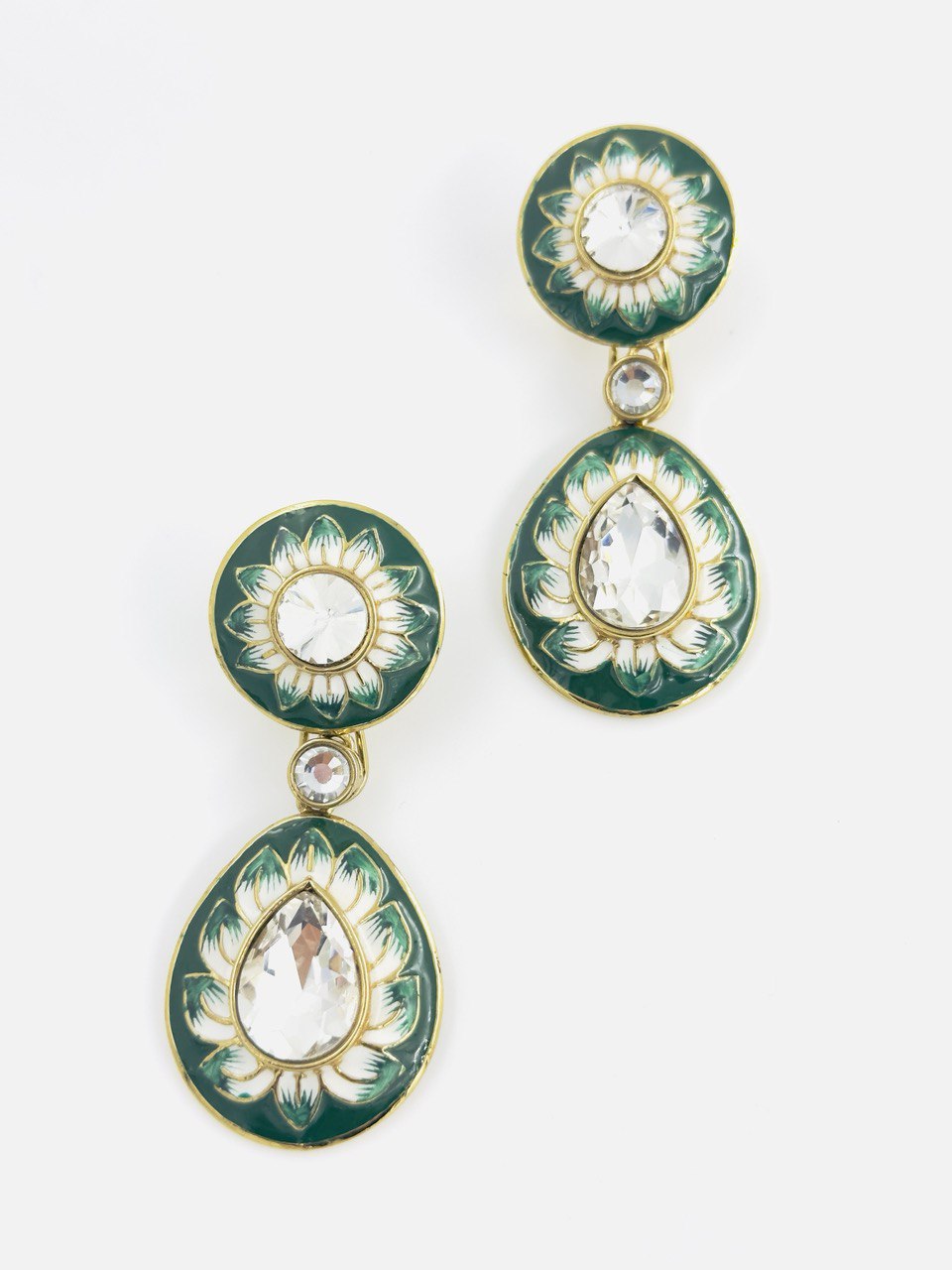 Green Meenakari dangler