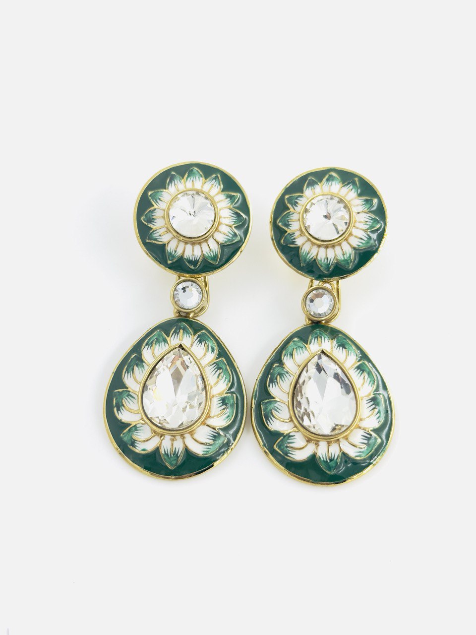 Green Meenakari dangler