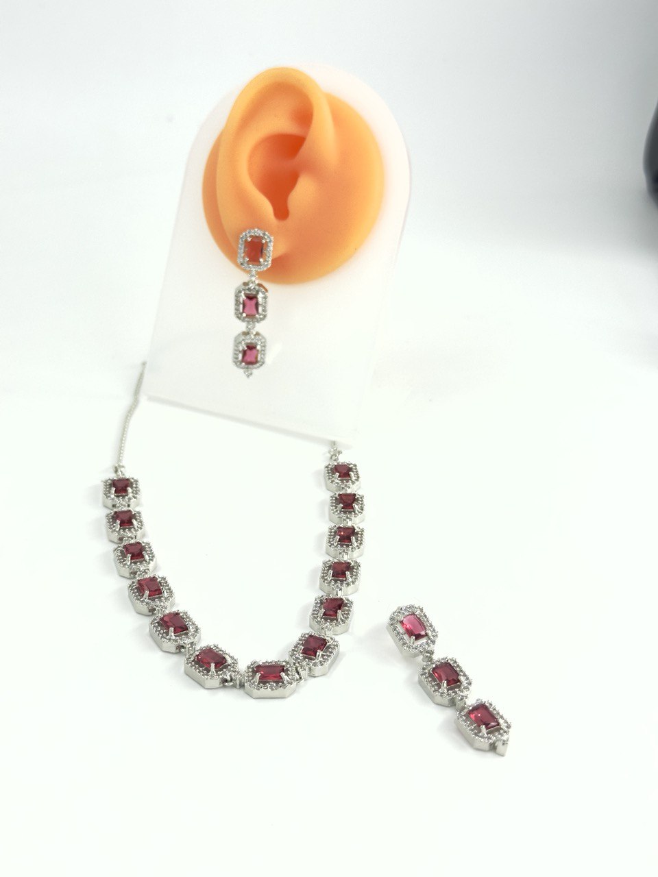 Pink American Diamond Necklace  set
