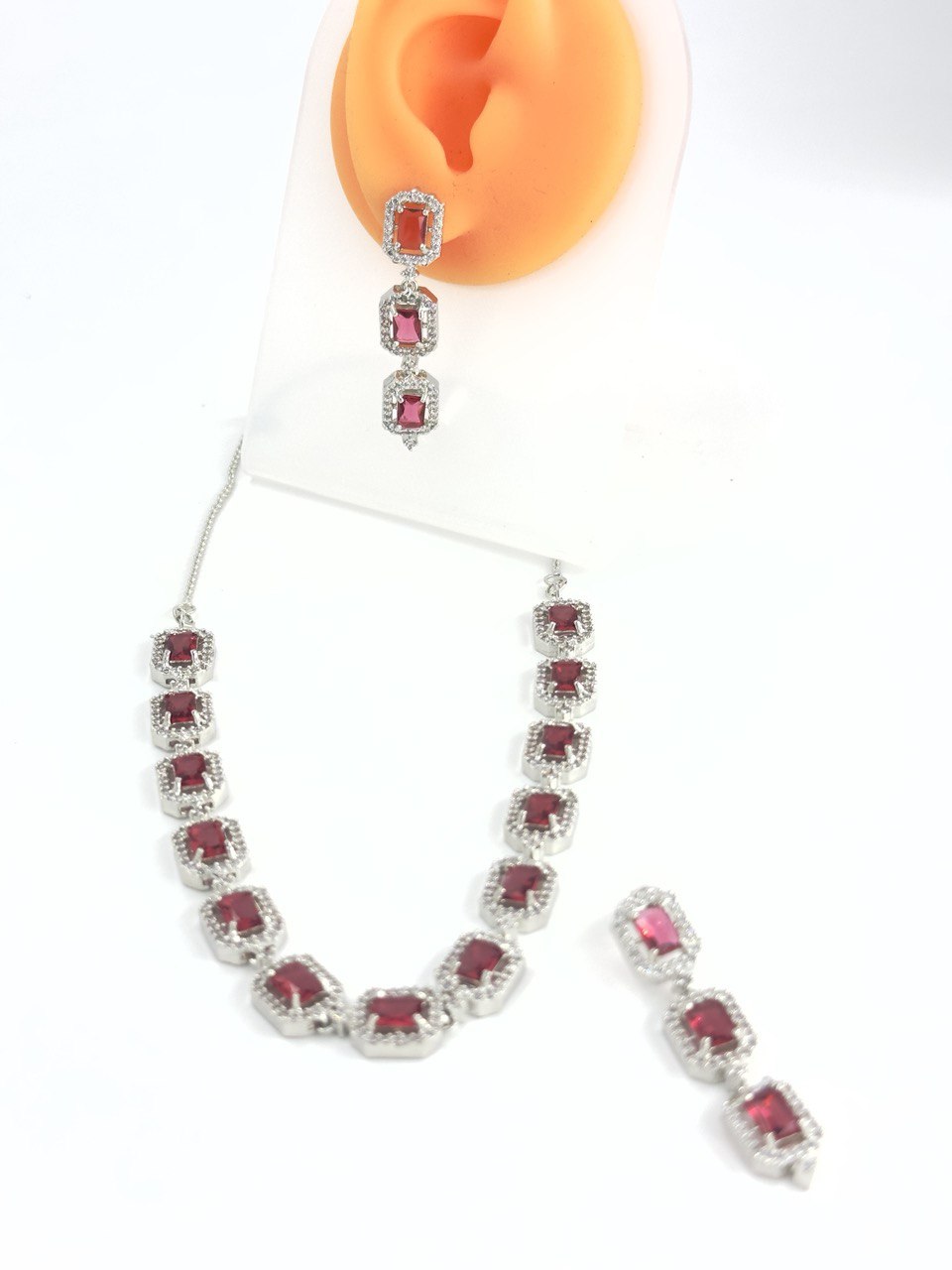 Pink American Diamond Necklace  set