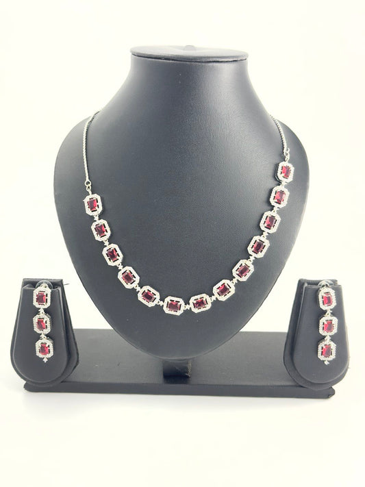 Pink American Diamond Necklace  set