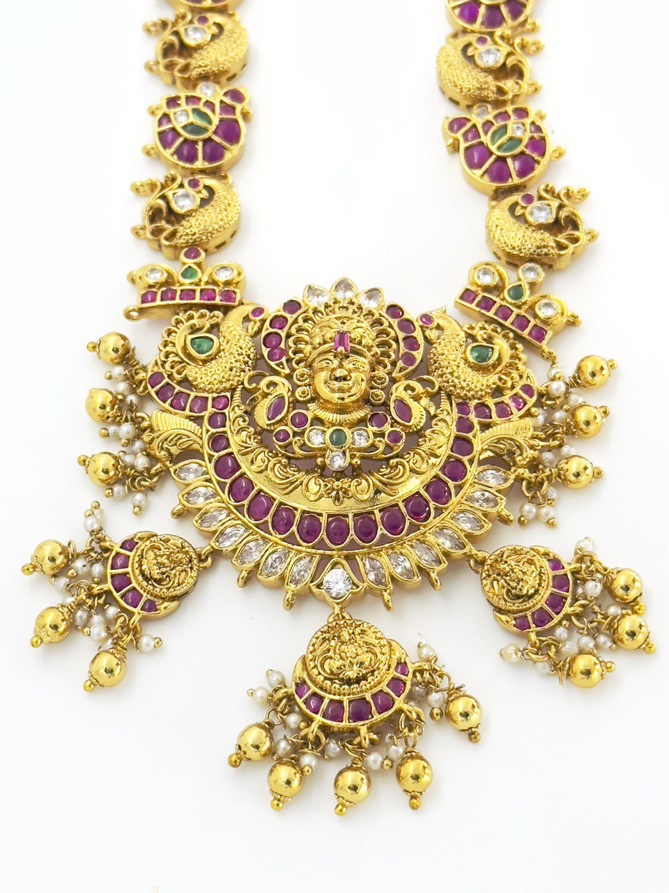 Multicolour temple jewellery set